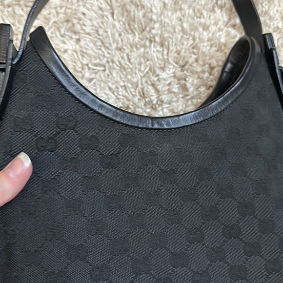 GUCCI 🖤 Black GG monogram Leather/Canvas Guccisima Authentic Vintage 12x11 inch - Picture 12 of 12